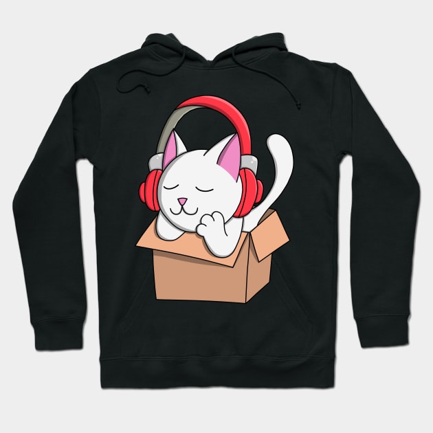Headphone Cat in Box Hoodie by pako-valor